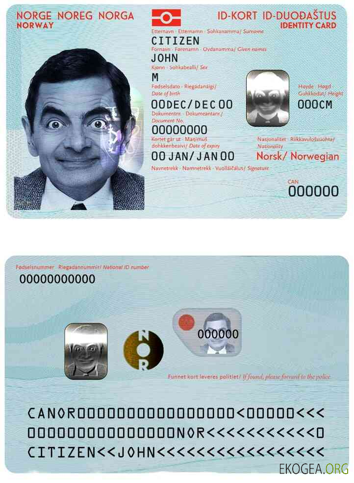 Carte d'identité de Norvège